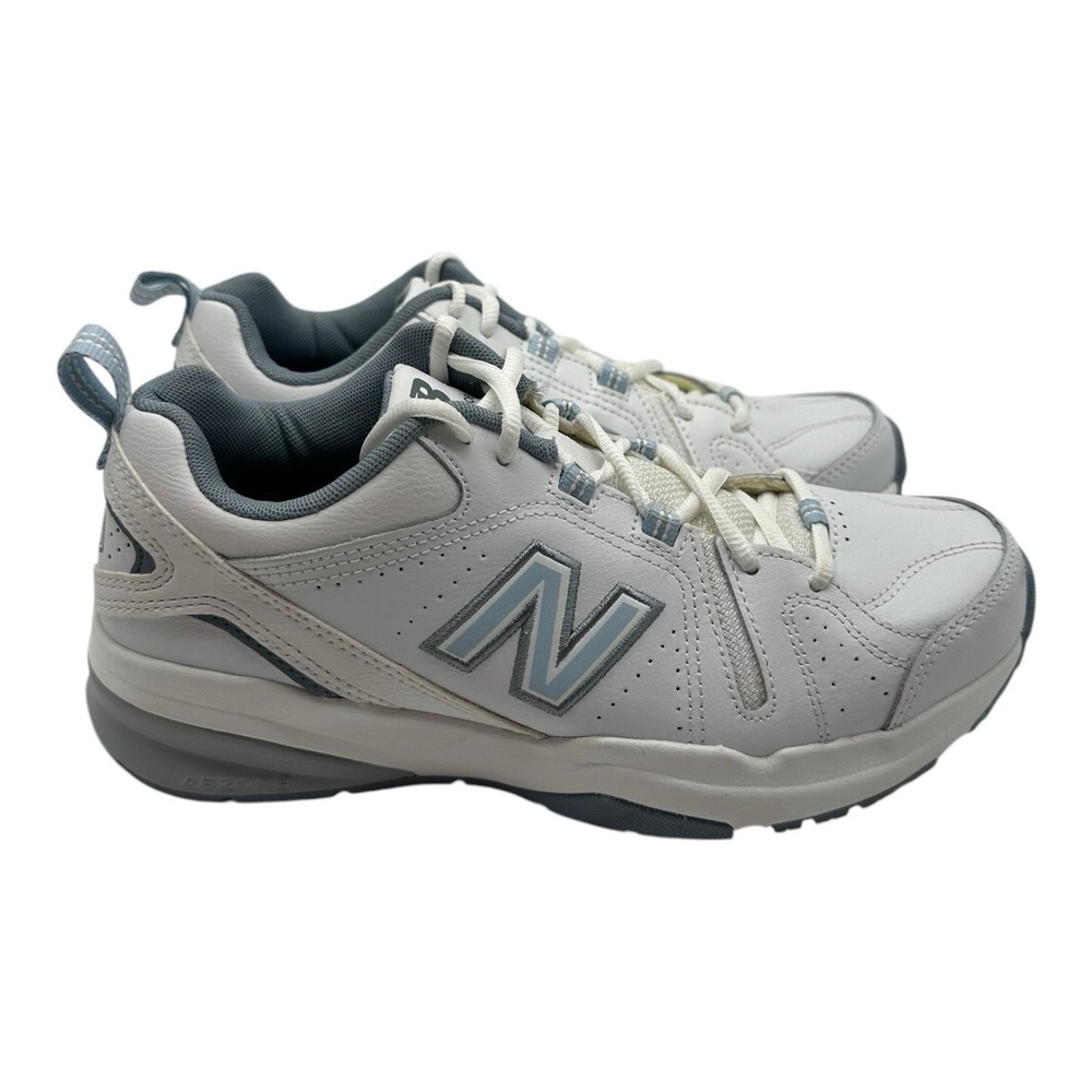 New Balance 608 Walking Shoes Womens 8.5 2A White Blue Sneakers Comfort WX608WB5